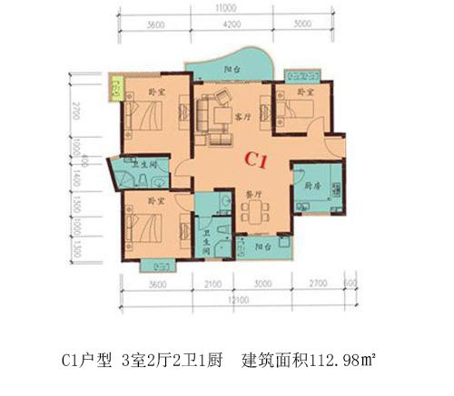 3室2厅2卫0厨 