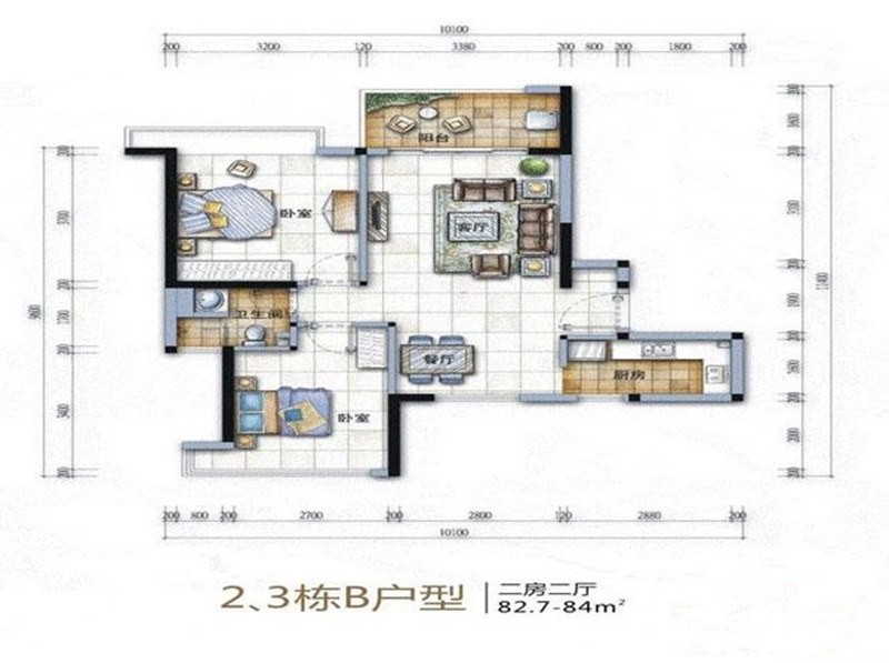 2室0厅1卫0厨 