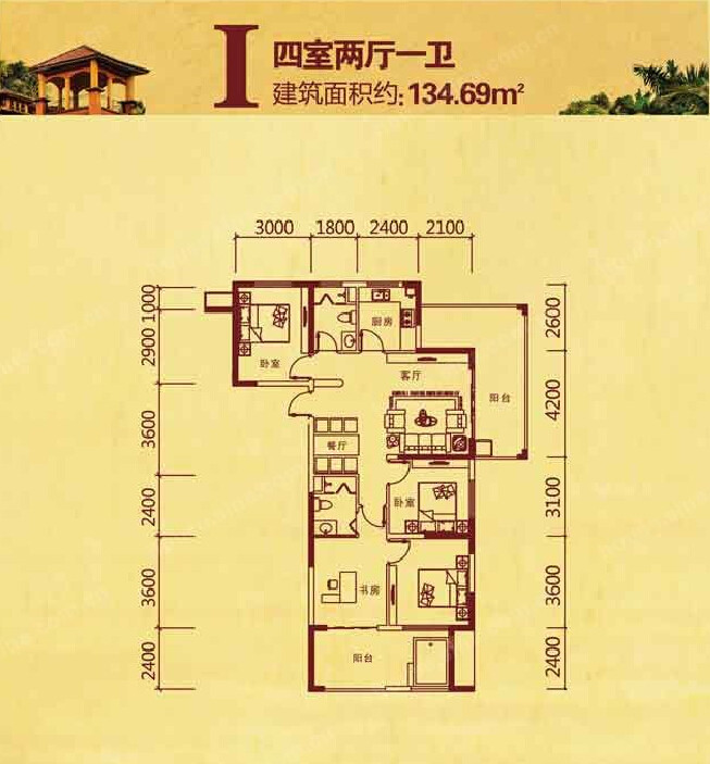 4室2厅1卫0厨 