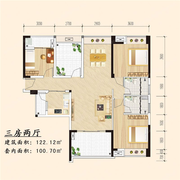 3室2厅2卫0厨 