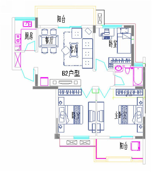 3室2厅1卫0厨 