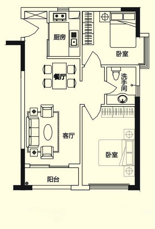 2室2厅1卫0厨 
