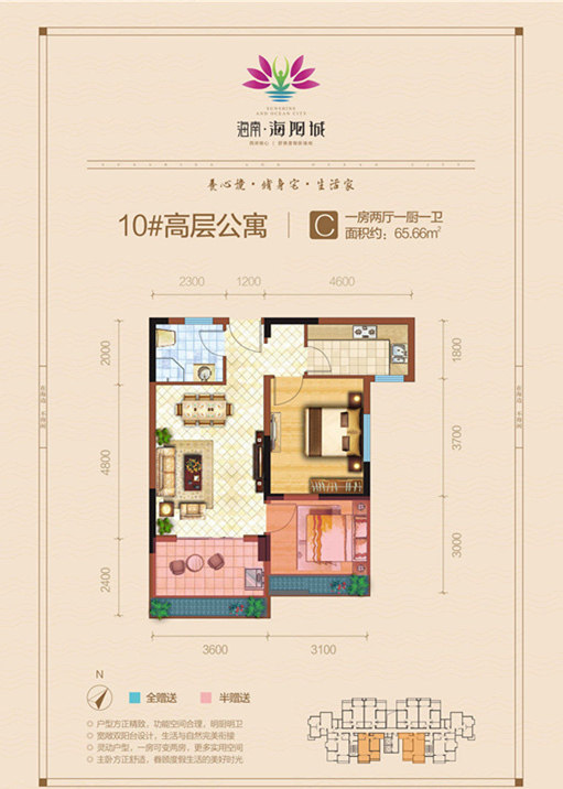 1室2厅1卫0厨 