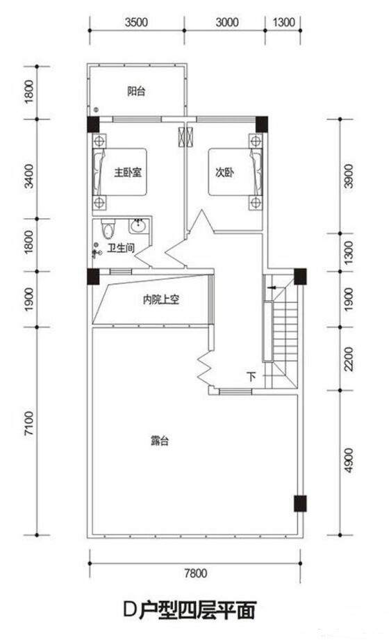 1，2号楼四层D户型