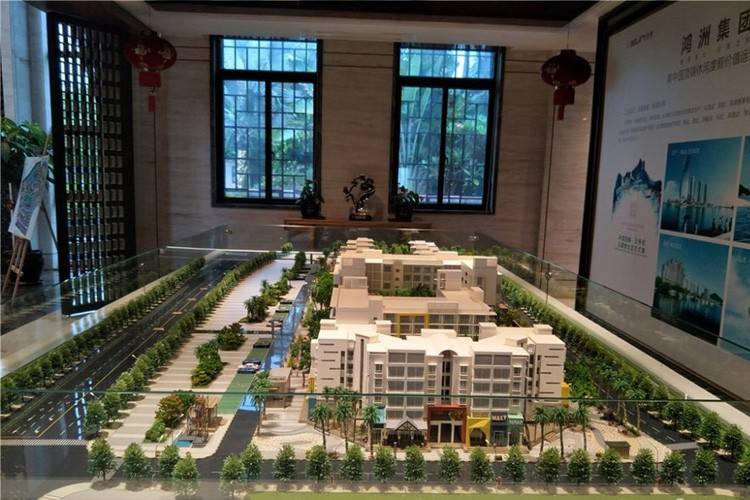 效果图海南海口鸿洲江山沙盘图