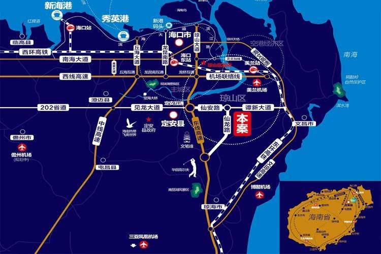 效果图海南海口绿园仙民物流新城区位图