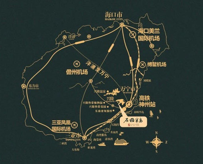 万宁石梅半岛交通图