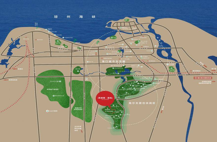海南海口观澜湖观悦别墅交通图