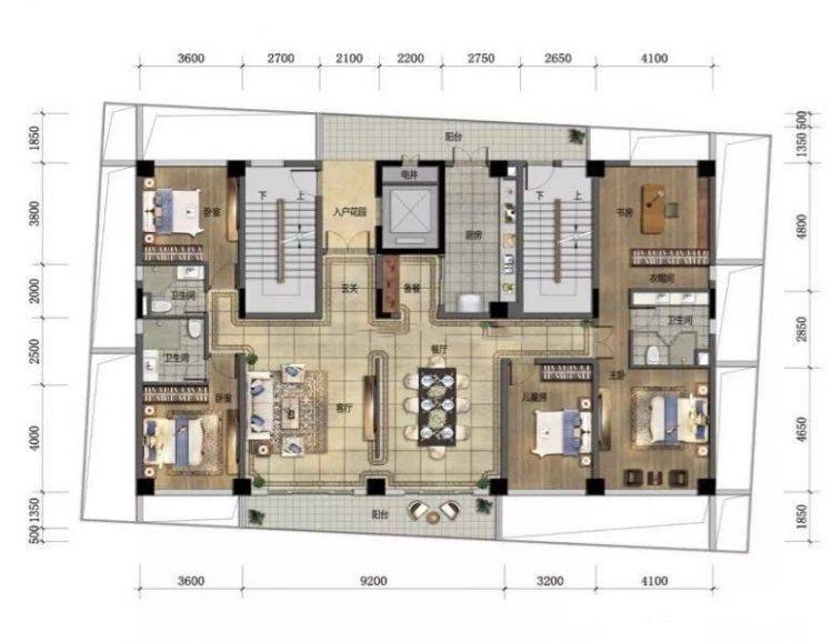 海南海口碧桂园中央半岛户型图居室-4室3卫1厨 建筑面积：263㎡