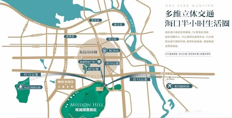 海南海口融创观澜湖公园壹号交通图