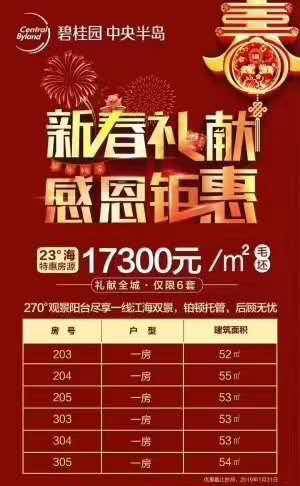 碧桂园中央半岛新春献礼，感恩钜惠6套特惠房源！(图1)