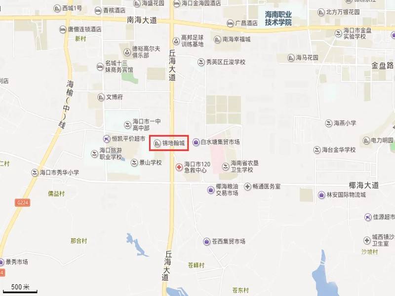 海南海口锦地翰城交通图