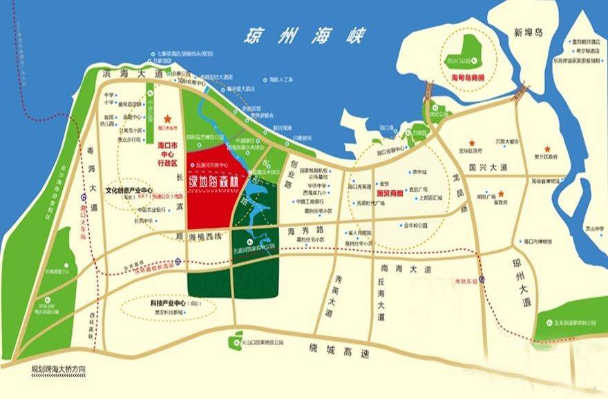 海南海口绿地文化城交通图