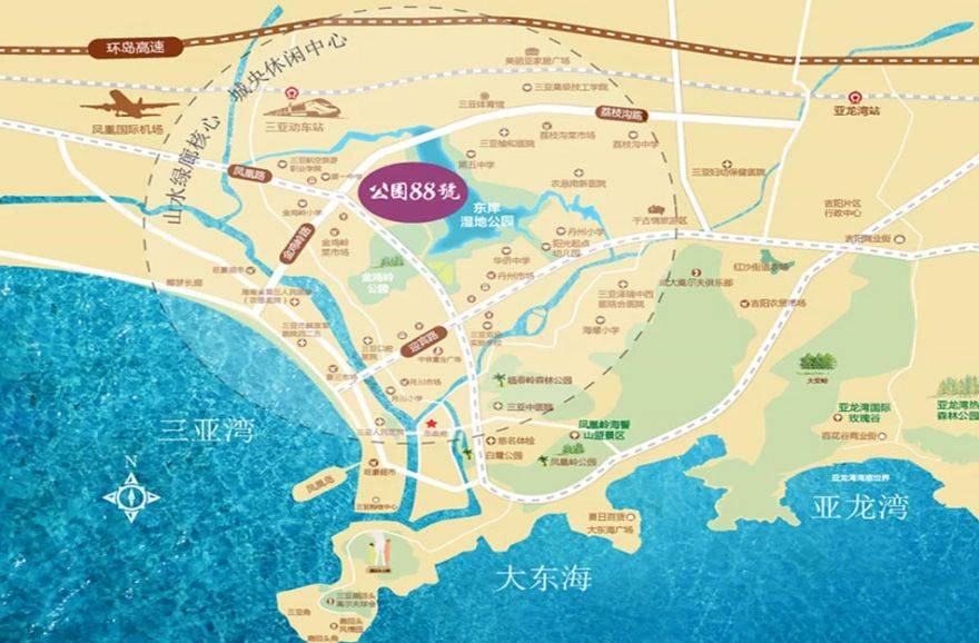 三亚公园88号交通图