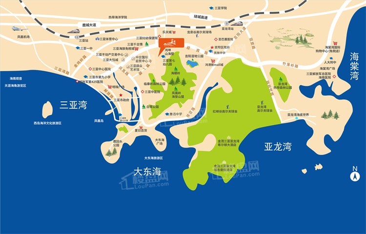 海南三亚房价2024多少钱一平?有值得购买的项目吗? </h1>(图3) 交通图.jpg