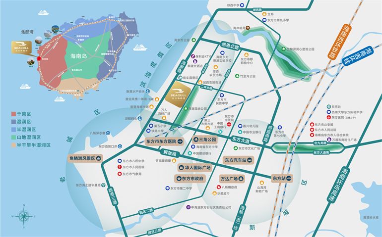东方海鸥湾,地处北纬18°,步行即可到达海边(图3) 东方海鸥湾,地处北纬18°,步行即可到达海边(图3)