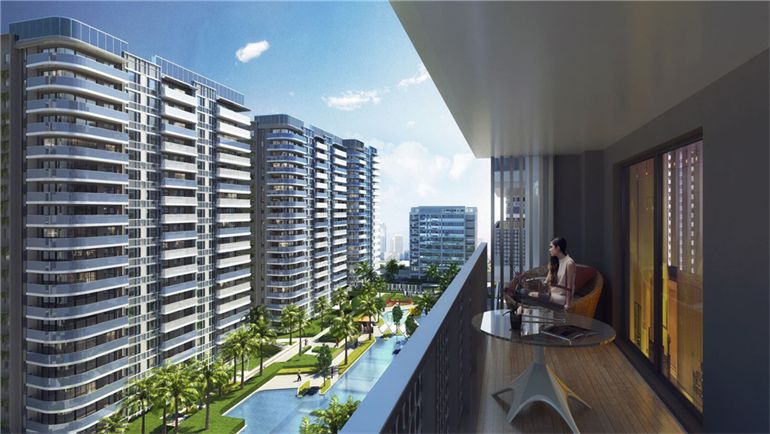 三亚万科海上大都会左岸主推住宅产品，建面约86-160㎡(图1)