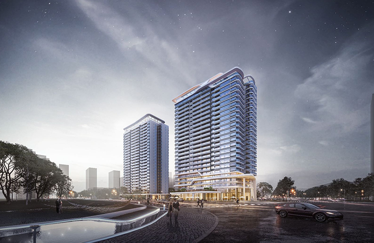 中国铁建海语东岸现代精致商务风格，建面约73-130㎡(图1)